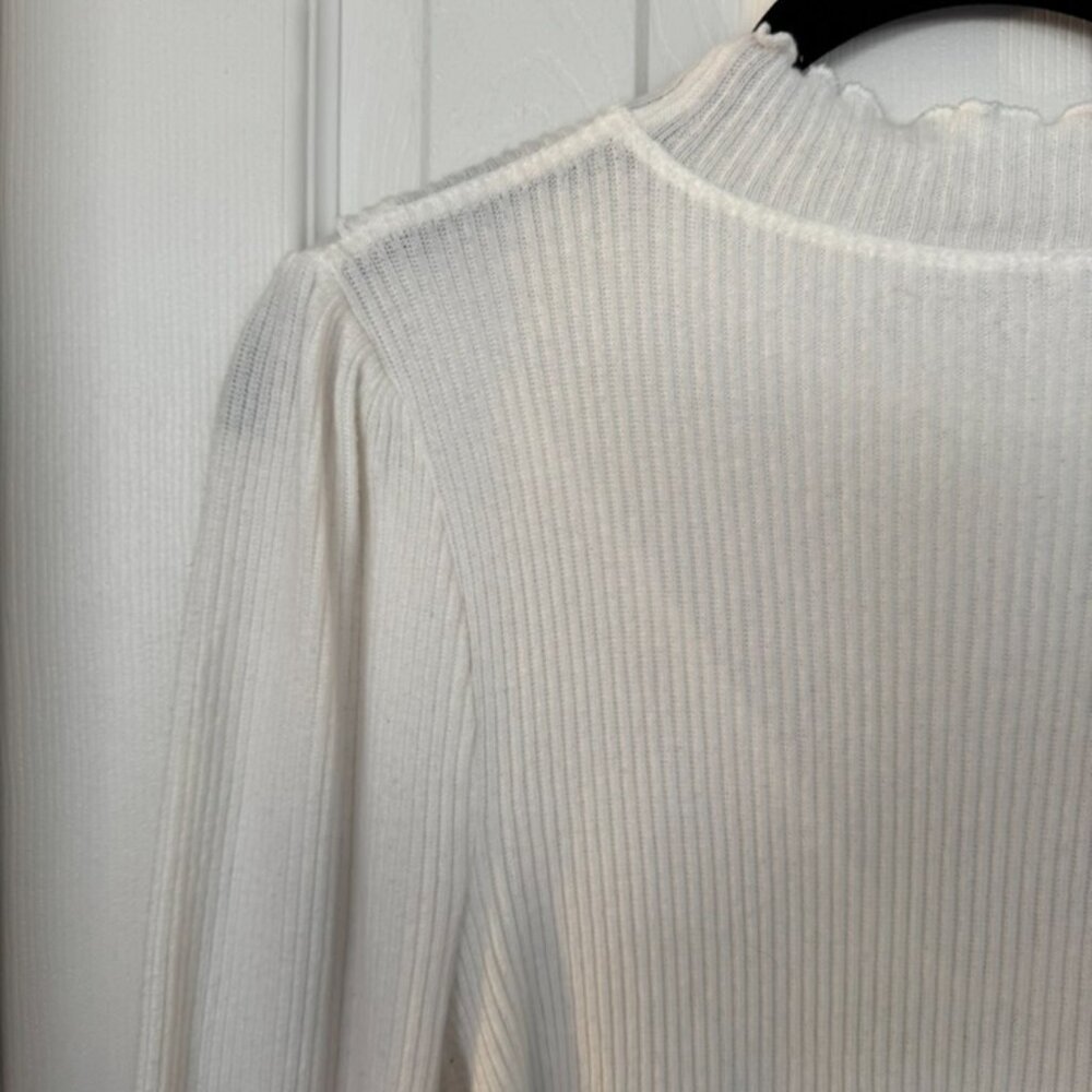 NWOT, Free People Love Struck Turtleneck Ribbed Blouse, White, Size XL - Picture 12 of 16